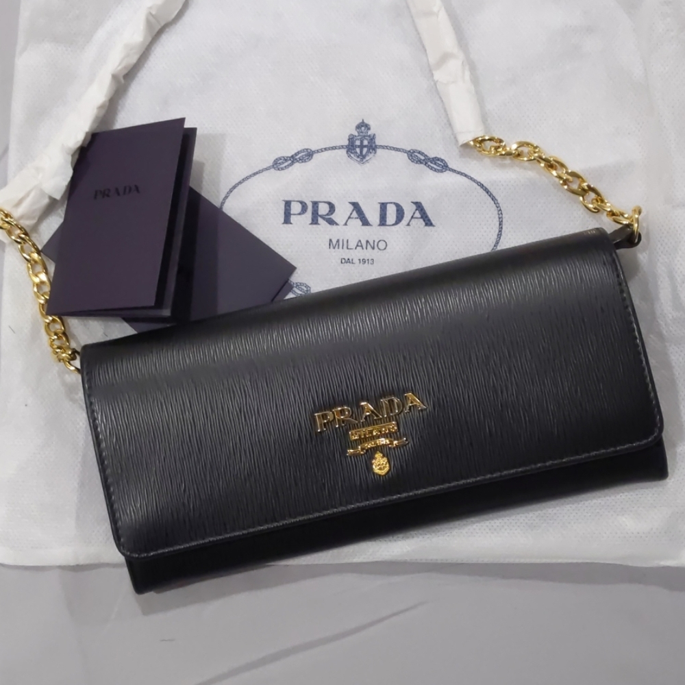 Brand New Prada Wallet on Chain Vitello Black - Picture 3 of 10